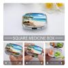 Beach Style Pill Organizer Square Medicine Case with Mirror Daily Pill Boxes for Purse Mini Medicine Storage Container Box Compact Pill Holder for Vitamins view 4