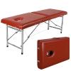 Gtzly Portable Massage Table, 2-Fold Lash Bed with Headrest, Stainless Steel Frame Frame, Esthetician Spa Facial Bed, Tattoo Bed with High Elastic Sponge(Brown) view 1