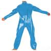 YGZHANYUANOKU High-Necked Mens PVC Faux Leather Jumpsuit Party Cosplay Costumes Catsuit Male Front Zipper Bodysuit Fetish Wetlook Clubwear Customizable ,Red,S view 3