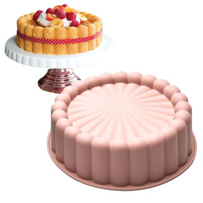 Bvizyelck Charlotte Cake Mold, Silicone Charlotte Cake Pan, Non Stick Tart Pan, Reusable Fluted Cake Pan, Silicone Cake Mold with Flower Shape for Cheese Cake, Silicone Baking Mold for Cake, Gelatin