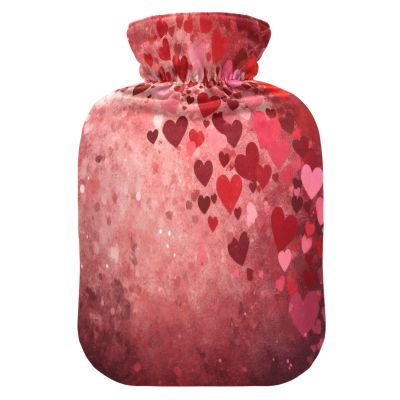 Love Hearts1 Hot Water Bottle with Soft Fleece Cover Hot Water Bag for Neck and Shoulder Pain Relief Hot and Cold Therapies-L