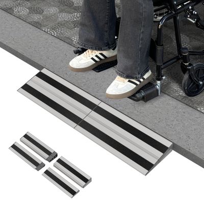 Nuvium 2" Rise Modular Threshold Ramp for Doorways, Stable Wheelchair Ramp for Home Steps, Aluminum Door Ramp and Curb Ramp for Scooters, Power Chairs, Cars, 1100LBS Load Capacity