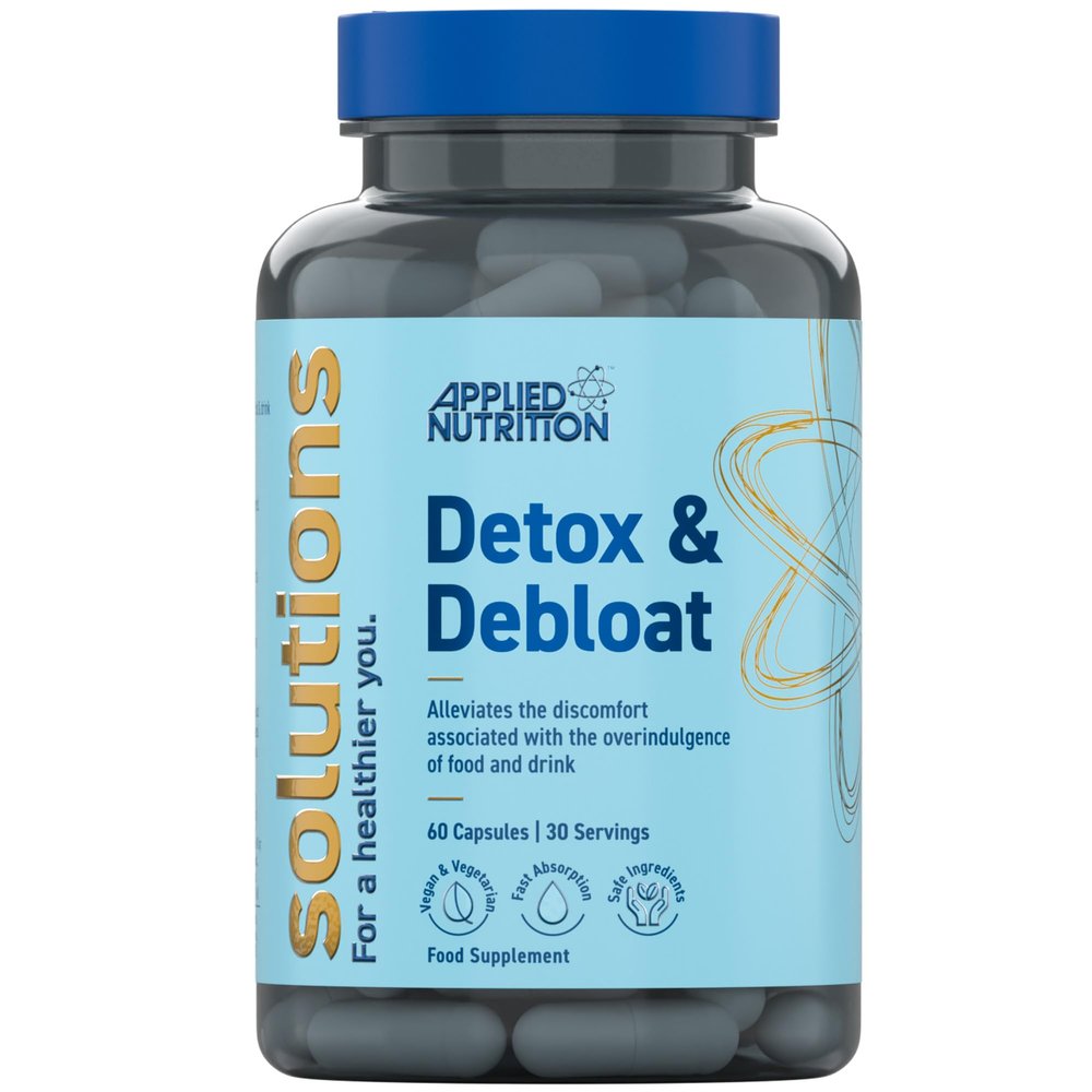 Applied Nutrition - Solutions - Detox & Debloat - Vegan Capsules with Activated Charcoal, Milk Thistle & Dandelion Root Extract Reduces Bloating & Supports Liver Health (60 Capsules 30 Servings)
