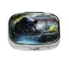 Fierce Animals in Jungle Rivers Travel-Friendly Pill Box - Portable Square Organizer with Compartments for Medicines, Vitamins, and Supplements, Durable Metal Design. view 1