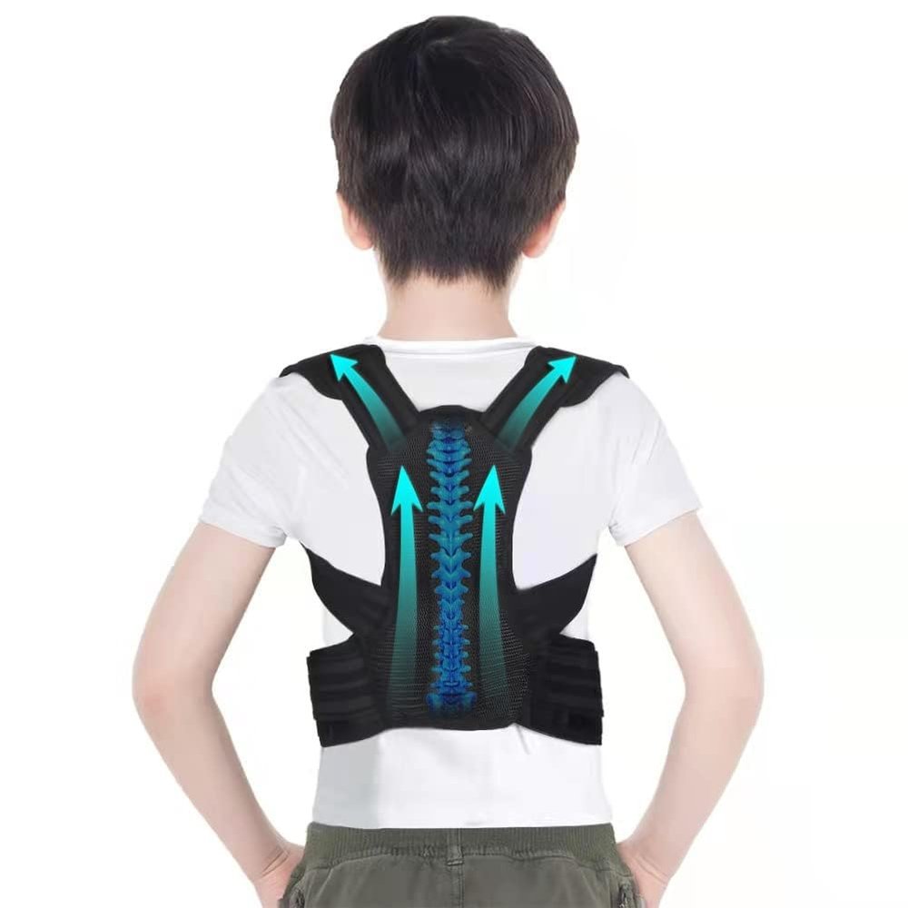 SGKOMN Adjustable Posture Corrector For Kids And Adult, Upper Back Posture Brace For Teenagers Under Clothes Spinal Support To Improve Slouch, Prevent Humpback, Relieve Back Pain(Black-XL)