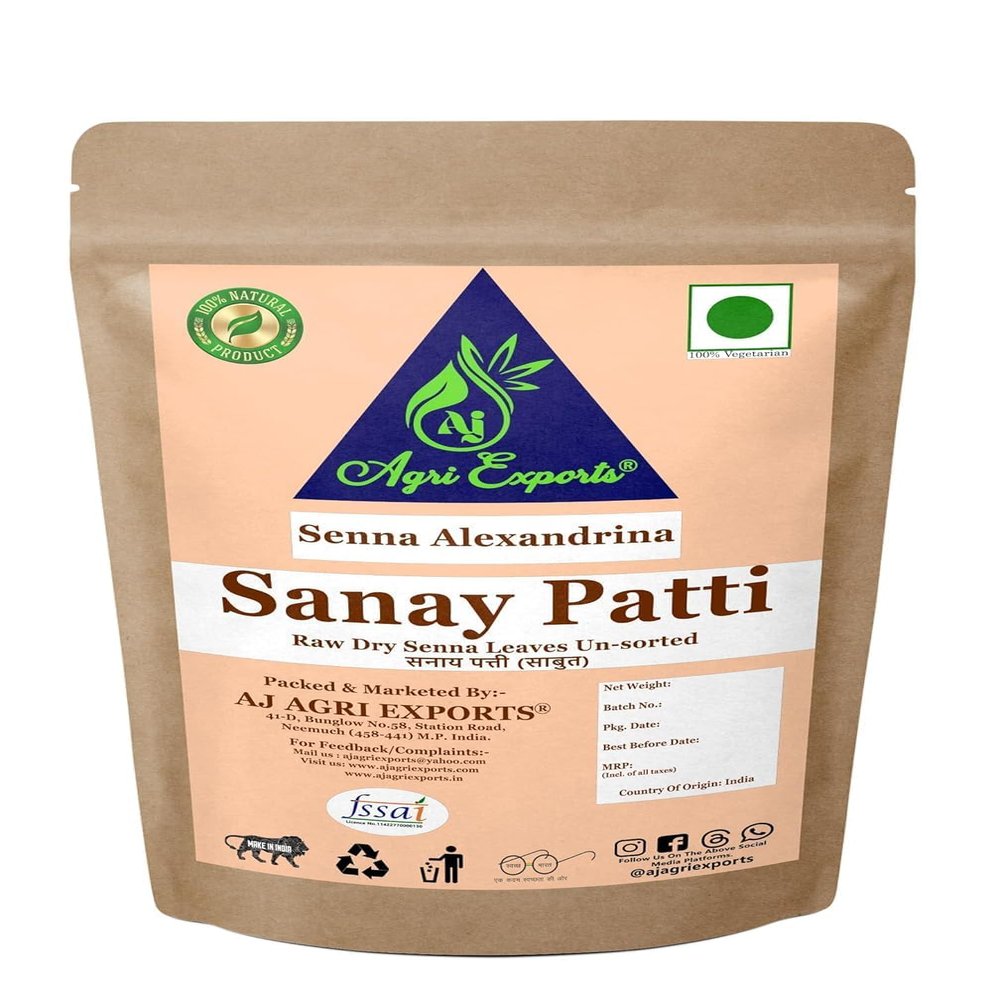 Senna Leaves - Sanay Leaves -Sanay Patti - Sonamukhi Patti - Sona Patta - Senna Patti - Sanaay - Svarnapatri - Indian Senna Leaves Dry - Senna Alexandrina (400GM)