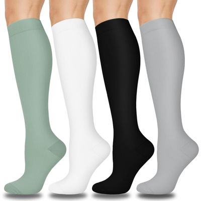 Aoliks 4 Pairs Copper Compression Socks for Women & Men 15-20 mmHg,Best Support for Nurses Running Hiking, C03-multicoloured 02, L-XL