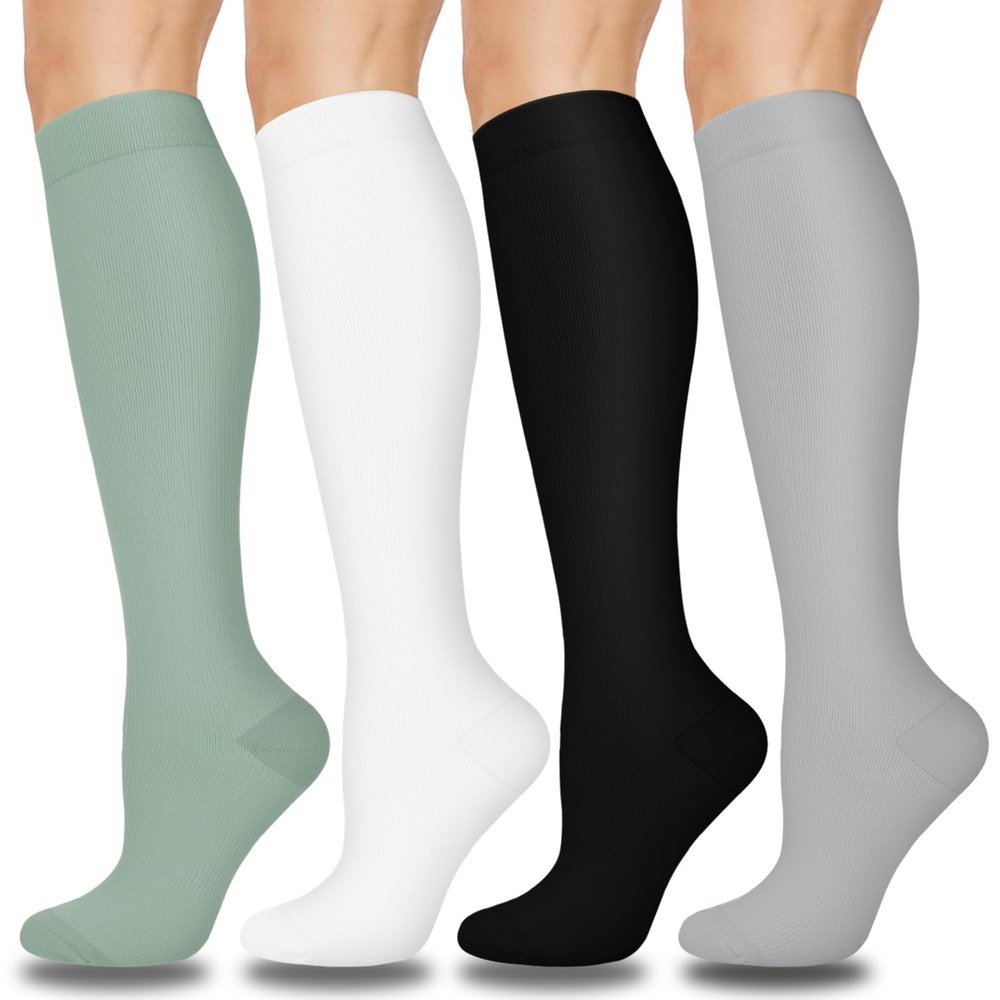 Aoliks 4 Pairs Copper Compression Socks for Women & Men 15-20 mmHg,Best Support for Nurses Running Hiking, C03-multicoloured 02, L-XL