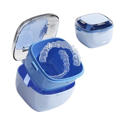 GmeDhc Braces Box with Strainer, Portable Denture Box Cover, Invisible Braces Storage Box, for Orthodontic Holder, False Teeth Storage, Cleaning