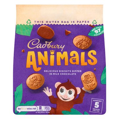 Chocolate Animals Biscuits pack 5x19.9g Twisty Treat "Deliciousness that brings a smile" For All Occasions (Pack Of 2)