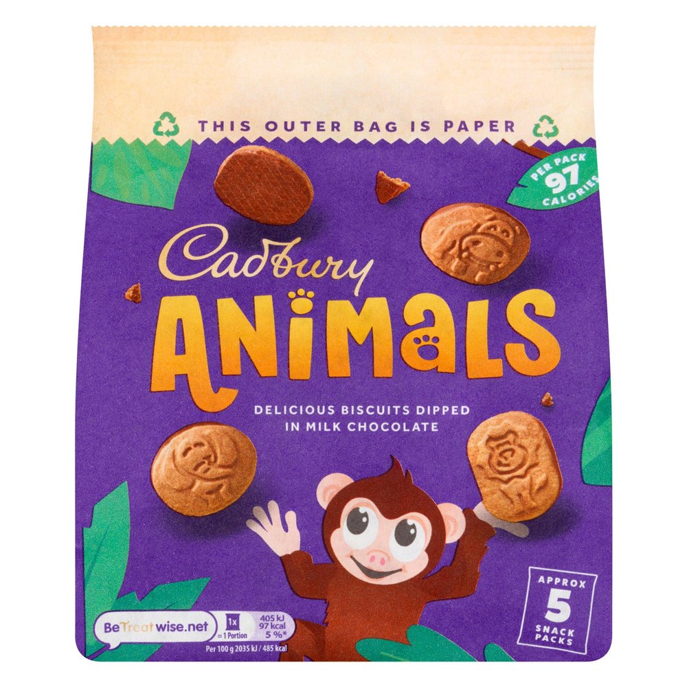 Chocolate Animals Biscuits pack 5x19.9g Twisty Treat "Deliciousness that brings a smile" For All Occasions (Pack Of 2)