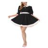 YGZHANYUANOKU Glossy Wetlook PVC Patchwork Dress, White Color,Doll Collar,A-line Mini Dress,Half Sleeve Pleated Dress,Faux Latex,Party Outfits Customizable,Red,7XL view 2