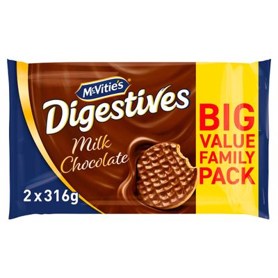 Milk Chocolate Digestives Biscuits Twin Pack 2x316g (Pack Of 2) Delicious "Taste the sweetness in every bite" Tasty And Twisty Treat