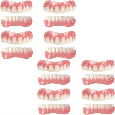 False teeth, Dentures Veneer Smile Natural Instant Veneers Tooth Top Bottom False Teeth for Men and Women,8pair