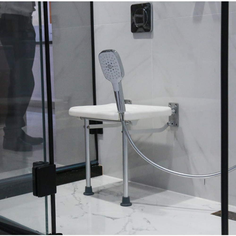 SXTYFBB Shower Stool Bath Seats Shower Chairs for Seniors, Folding Shower Seat, Bathroom Folding Seat with Leaking Hole/White