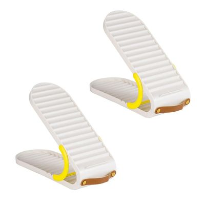 Multipurpose 2 Piece Shoe Storage Solution Rack with 3 Height Adjustable Design, Portable and Organized Shoe Display