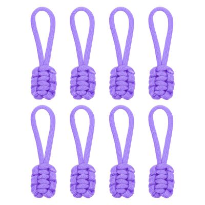 sourcing map 8Pcs Zipper Pulls Replacement, 80 x 3mm Polypropylene Extender Rope Zipper Heads for Jackets, Bags, Backpacks, and DIY Projects, Violet