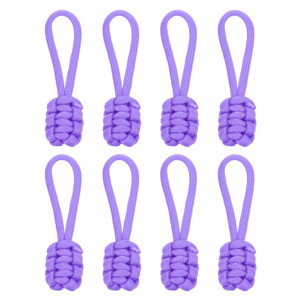 sourcing map 8Pcs Zipper Pulls Replacement, 80 x 3mm Polypropylene Extender Rope Zipper Heads for Jackets, Bags, Backpacks, and DIY Projects, Violet