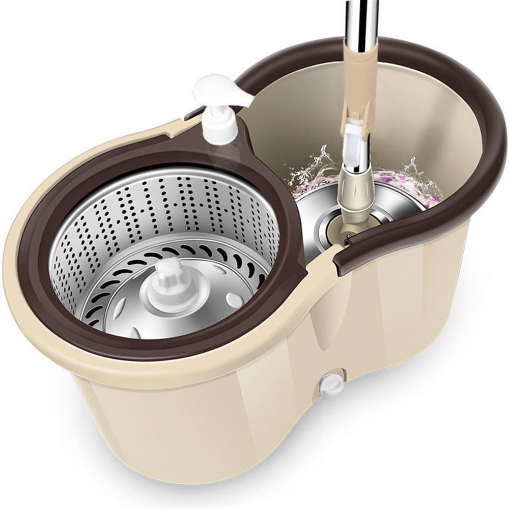 BMDOZRL Mop Household Rotary Mop Bucket With Pier Cloth Mop Set Wet And Dry Mop Cloth Not Hand Washing Floor Mopping Floor Mops(Khaki)
