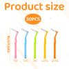 30PCS Interdental Brushes, 5 Size L Shaped Dental Brushes with Non-Slip Handle Angled Head Tooth Picks Floss Sticks Dental Floss Brushes for Braces Oral Cleaning Narrow Tooth Cleaning Tools view 2