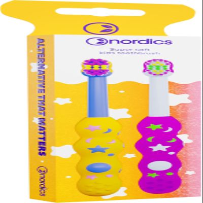 Eco Toothbrush Baby | from 0-2 Years | with 4,080 Bristles | Nordics (Yellow/Purple + Pink/White, Pack of 2)
