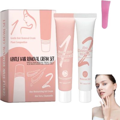Auures Facial Hair Removal Cream,Auures Hair Removal Cream, Pcos Hair Removal Face Cream Women,Hair Remover Cream Kit Moisturizing Hair Removal Cream For Women & Men,Soothing Skin (1 Set)