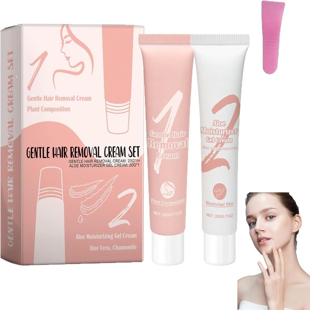 Auures Facial Hair Removal Cream,Auures Hair Removal Cream, Pcos Hair Removal Face Cream Women,Hair Remover Cream Kit Moisturizing Hair Removal Cream For Women & Men,Soothing Skin (1 Set)