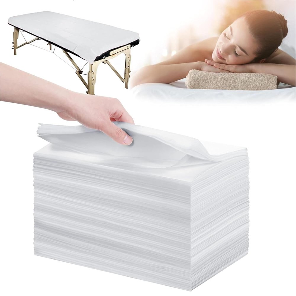 100 Pcs Disposable Massage Table Sheets,31" x 71" Massage Table Cover,Disposable Bed Sheets,sbanas desechables para camillaNon Woven Fabric SPA Massage Bed Cover for Massage Beauty Tattoos(White)