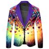Mymyguoe Colourful Jacket Men's Suit Jacket Rainbow Print Blazer Men's Jacket Hippie Dress Lapel Collar Suit Club Show Outfit Colourful Outfit Men's Fashion Suit Jackets Jacket Circus Costume, 06 view 1