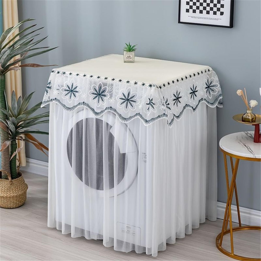 BAMFY Lace Washing Washer Cover Cloth Home Decoration Protector Washer and Dryer Covers for The Top Full-Automatic Cloth Dust Cover Front Door(60x65x80cm,F)