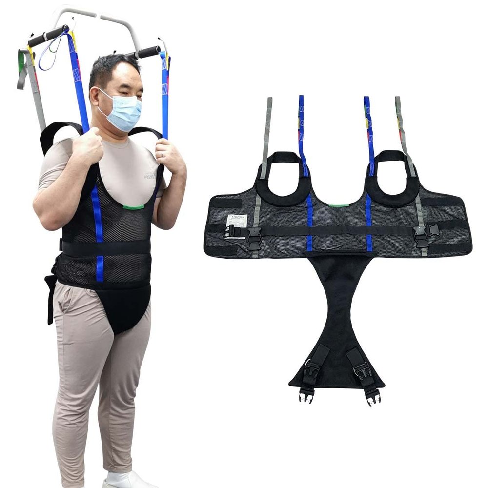 Ehucon Comfort Padded Patient Lift Walking Sling,Portable Standing Harness to People/Handicap for Ambulating Support Training,500 lbs Safety Loading (Black, Extra Large)