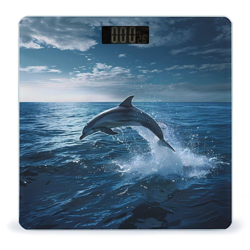 Dolphin Jumping Out of The Ocean Weighing Scales Body Weight Digital Bathroom Scale with High Precision Sensors LED Display