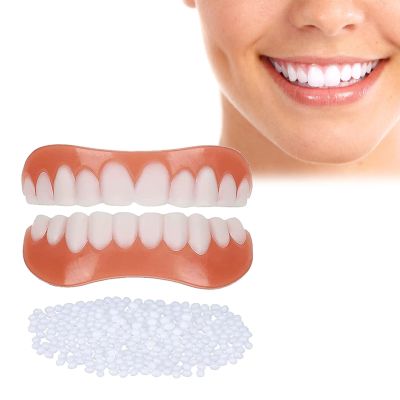 Wttfc 2 Pairs Instant Veneers Dentures,Fake Braces,Top & Bottom Snap-On Teeth Veneers Dentures Confidence Smile Comfortable Veneers Cosmetic Teeth For Men And Women