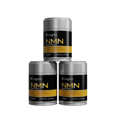 LONGEVIX NMN Powder 50,000mg/50g - Pure - High Strength NMN Supplement - NAD+ Support - Vegan & Lab Tested - NMN Supplements UK Pure (Pack 3)