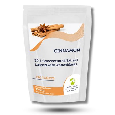 Cinnamon 60 Tablets - High- Strength Cinnamon Bark Extract Supplement for Healthy Blood Sugar, Heart Health, and Antioxidant Support