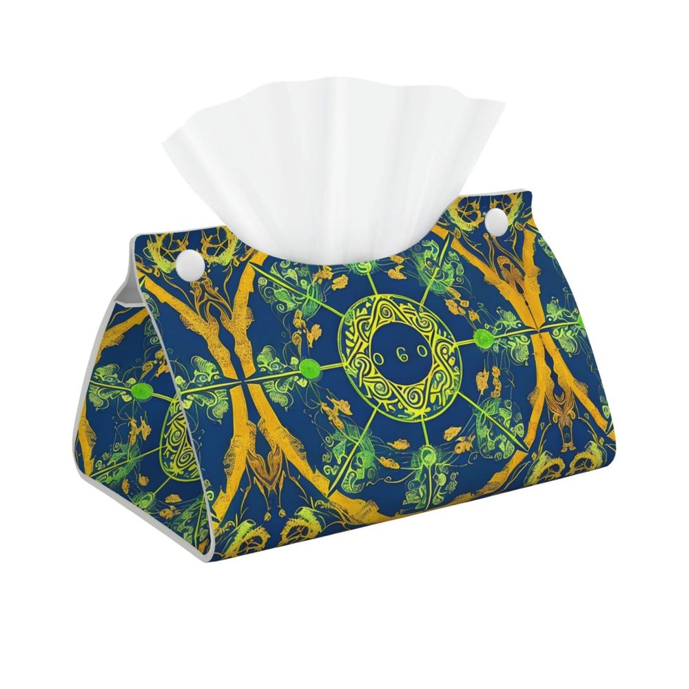 Yin Yang Totem Print Tissue Box Cover - Long Facial Paper Organizer Modern PU Leather Napkin Holder for Car, Bedroom