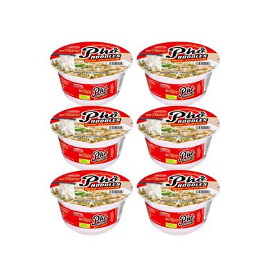 Acecook Oh! Ricey Vietnamese Pho Rice Noodle Soup Bowl Flavour 71g Authentic Instant Noodles, Savoury Taste, Quick Meal (Pack 6, Beef)