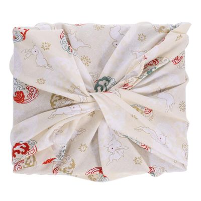 Mikinona Japanese Style Bento Wrapping Cloth 100% Cotton Beige Handkerchief Square Wrapping Fabric, Practical and Convenient to Carry for Lunch Box Packing and Tablecloth Use