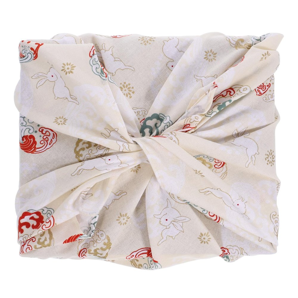 Mikinona Japanese Style Bento Wrapping Cloth 100% Cotton Beige Handkerchief Square Wrapping Fabric, Practical and Convenient to Carry for Lunch Box Packing and Tablecloth Use