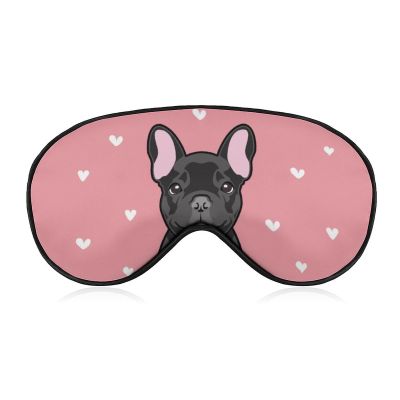 French Bulldog in A Red Bow Eye Masks for Sleep Adjustable Pink Background Sleep Mask Soft Blackout Sleeping Eye Mask for Men Women Full Night's Sleep