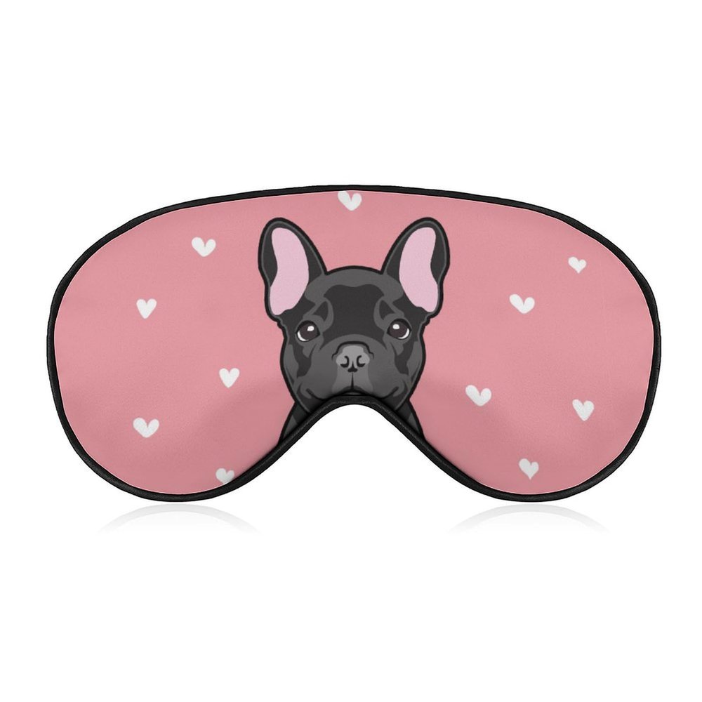French Bulldog in A Red Bow Eye Masks for Sleep Adjustable Pink Background Sleep Mask Soft Blackout Sleeping Eye Mask for Men Women Full Night's Sleep