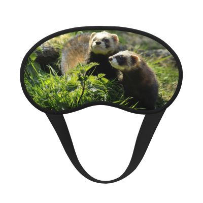 Wildlife Ferret Printed Sleep Black Edge Eye Mask, with Good Shading Effect, is an Ideal Choice for Travel, Meditation, Etc