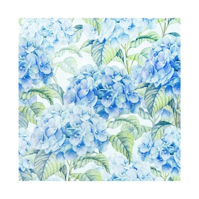 100Pcs Hydrangea Floral Paper Napkins Blue Hydrangea Disposable Dessert Cocktail Napkins 6.5 Inch Spring Summer Flowers Party Napkins for Luncheon Bridal Baby Shower Tea Party