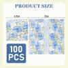 100Pcs Hydrangea Floral Paper Napkins Blue Hydrangea Disposable Dessert Cocktail Napkins 6.5 Inch Spring Summer Flowers Party Napkins for Luncheon Bridal Baby Shower Tea Party view 2