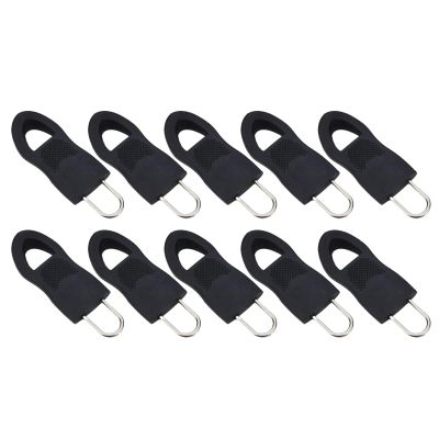 10 Pcs Detachable Zip Fixer Zipper Tags Repair Pull Tab Black 3.4x1.4 cm