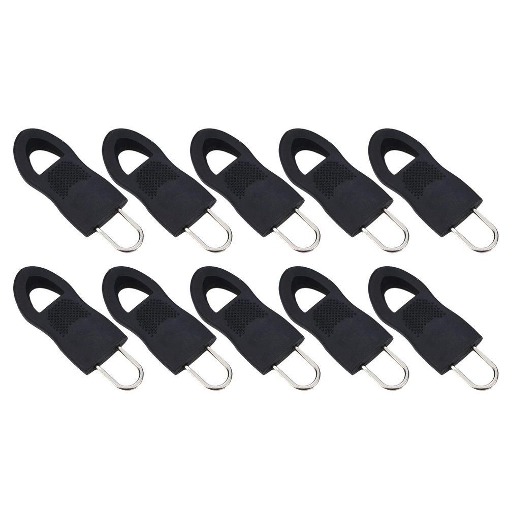 10 Pcs Detachable Zip Fixer Zipper Tags Repair Pull Tab Black 3.4x1.4 cm