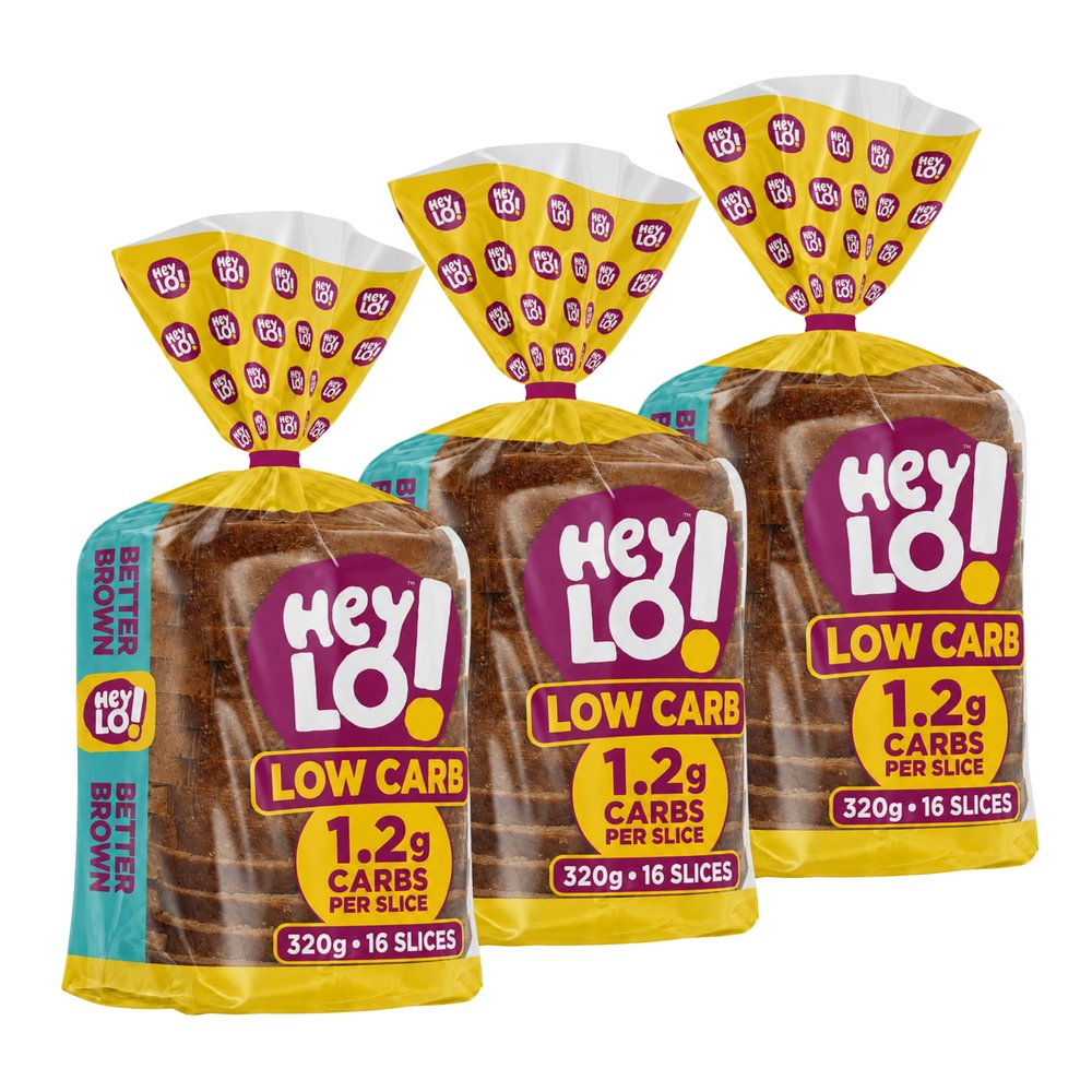 HeyLO Low Carb Brown Bread, 3x 320g 1.2g Carbs & 4.3g Protein per Slice