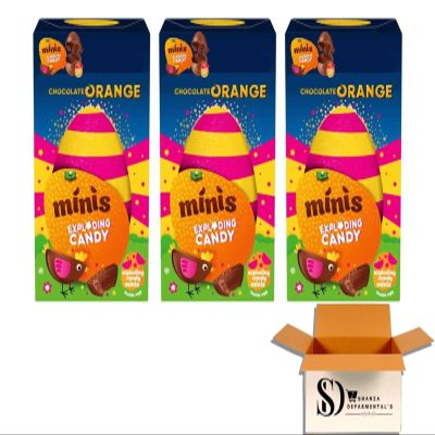 Chocolate Orange Small Easter Egg with Exploding Candy Minis, 91g | Real Orange Oil Milk Chocolate Egg | Fun and Festive Chocolate Treat with Candy Surprise (3 Packs)