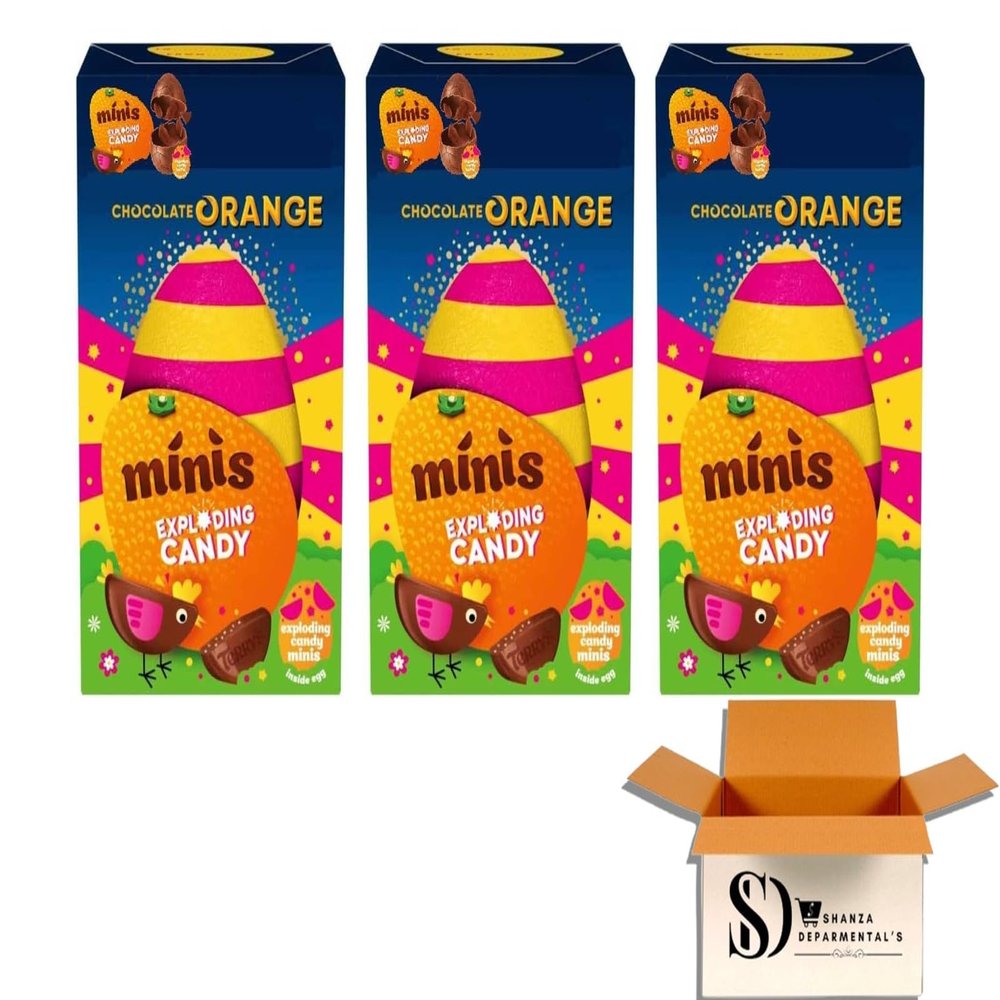 Chocolate Orange Small Easter Egg with Exploding Candy Minis, 91g | Real Orange Oil Milk Chocolate Egg | Fun and Festive Chocolate Treat with Candy Surprise (3 Packs)