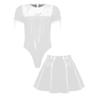 XINLIANYI Men's Sissy Maid Costume Set Short Puff Sleeve Bodysuit with High Waist A-line Mini Skirts Shiny PVC Cosplay Clubwear Custom Made,Black,XXXL view 2
